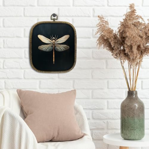 shiviody Vintage Dragonfly Canvas Wall Art Decor, Dark Moody Dragonfly Wall Art, Retro Aesthetic Insect Square Hanging Frame Prints Decorations for Bedroom Living Room Office 6.5"x7.5" - color: Animals-36