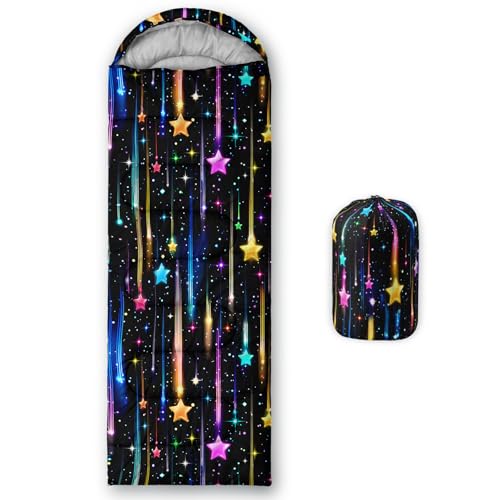 QOOMO Camping Sleeping Bags,3 Season Warm & Cool Weather,Lightweight,Waterproof Sleeping Bags for Adults & Kids,Traveling,and Outdoors,Camping Gear Equipment - color: Glitter Star 12