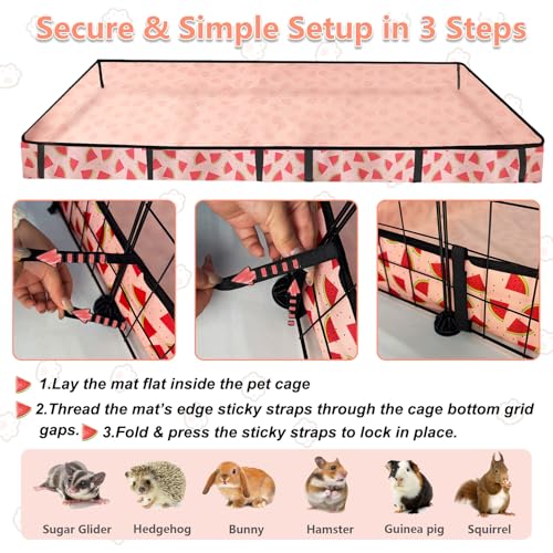 Waterproof Guinea Pig Cage Liners, Washable & Reusable Small Animal Cage Mat, for Rabbit, Hamster, Chinchilla, Hedgehog (Watermelon),C&C 24x96 inches - size: C&C 2x8(24x96 inches)