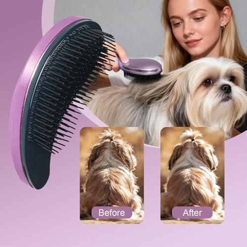 Small Dog Brush, Skin-friendly Soft Bristles (Electroplating Purple) - color: Electroplating Purple