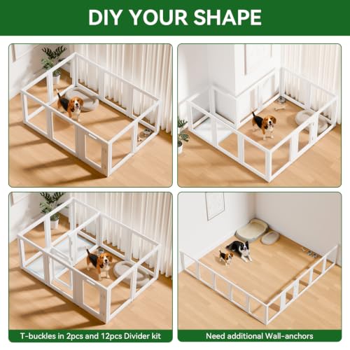 EVERFRONT Clear Acrylic Dog Playpen - Clear Dog Play Pen - Easy Assemble Acrylic Dog Playpen - Puppy Playpen, Cat Playpen, Small Animal Playpen, Dog Play Pen Indoors (24", 10 Panels) - size: 24"