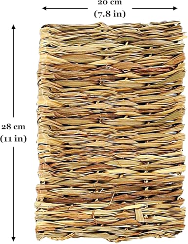 SunGrow Rabbit Grass Mat, Bunny Cage Accessories, Rabbit Stuff and Supplies, Handmade, Edible Accessory Chew, Keep in Cage or on Floor, 1 pc
