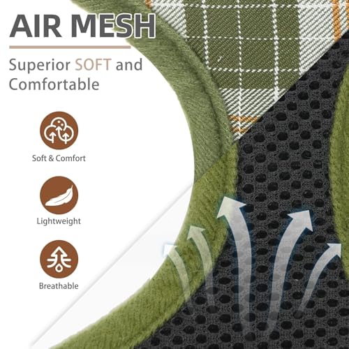 PUPTECK Soft Mesh Dog Harness and Leash Set Pet Puppy Cat Comfort Padded Vest No Pull Harnesses, Olive Green, S - color: Olive Green, size: S (NECK: 12", CHEST: 14"-18")