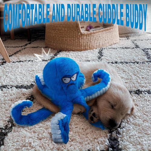 Large Dog Toys, Squeaky Dog Toy, Stuffed Crinkle Blue Octopus Toys 2 Pack | Tough Soft Fabric, Interactive Tug of War Puppy Chew Toys for Teething, Birthday Gift for Pet, Training Reward - color: Blue Octopus 2pack