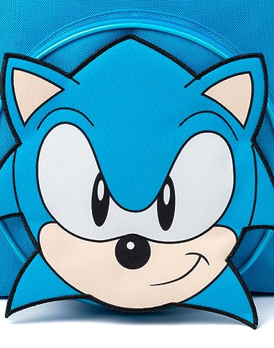Sonic The Hedgehog Boys Backpack Set | Kids 4 Piece Blue Rucksack Set with School Bag, Pencil Case, Lunch Bag & Water Bottle | Sonic Gamer Complete Matching Bundle | Back to School Gifts for Children,