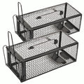 2-Pack Rat Traps Humane Live Mouse Vole Chipmunk Trap Cage (Black) | For Indoors and Outdoors, Catch and Release - color: Black