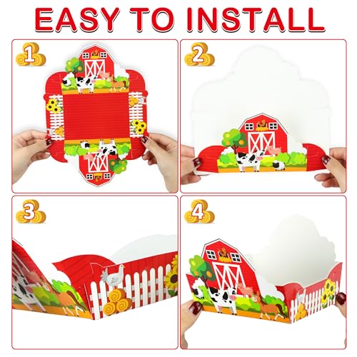 36 Pieces Farm Animal Paper Snack Bowl, Disposable Farm Theme Food Tray, Farm Birthday Party Decoration