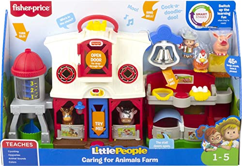 Fisher-Price Little People Caring for Animals Farm Electronic Interactive playset with Smart Stages Learning Songs for Toddlers Ages 1 and up (Amazon Exclusive) - style: Refreshed Farm