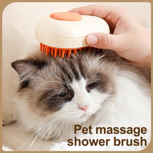 Cat Steam Brush, 3 in 1 Cat Steamy Brush, Silicone Massage Grooming Comb, Pet Hair Cleaning Misting Comb for Kittens(Avocado White) - color: Avocado White