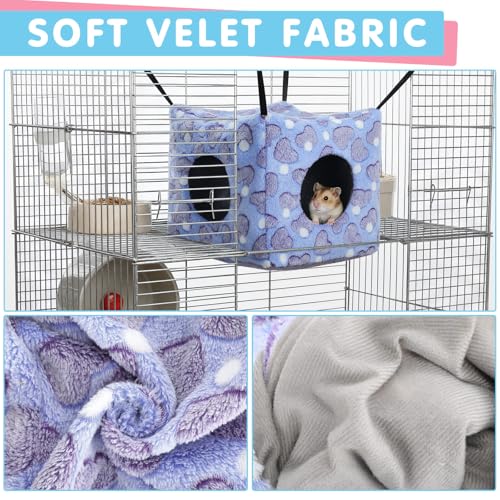 AceOrbit 5 Pcs Guinea Pig Cube Hammock Cozy Ferret Hanging Cage Hamster Hanging Toy Chinchilla Bed Hideout Plush Small Animal Bed House Squirrel Sugar Glider Reptiles(Mixed Colors,Spotted Heart) - color: Mixed Colors