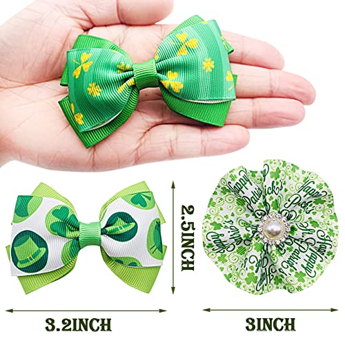 PET SHOW 4pcs Small Dogs Collar Flowers and Bows Charms For Festival Holiday Party Cats Rabbits Slides on Collars Leashes Puppies Medium Dog Collar Attachment - color: St. Patrick's-4pcs