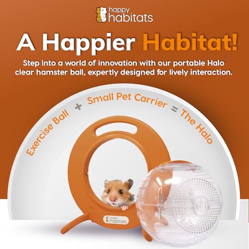The Halo Small Pet Carrier and Hamster Exercise Ball | Safe, Portable & Breathable Design with Kick-Out Stands – Hamster Carrier & Accessories for Dwarf Hamsters, Mice & Gerbils