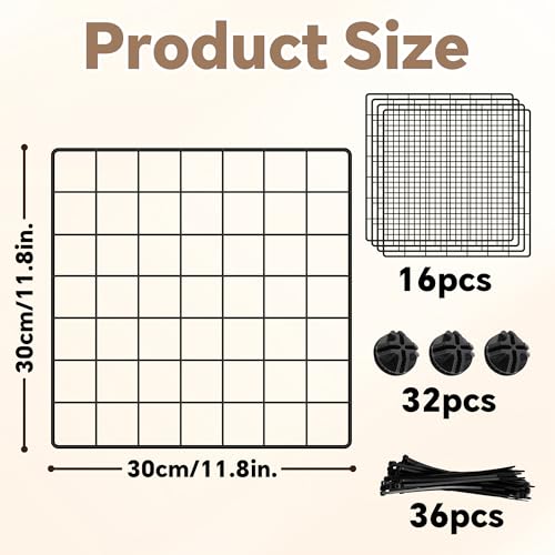 16 Panels DIY Small Animal Playpen, Pet Playpen, Dog Puppy Playpen, Guinea Pig Cages, Rabbit Cage, Indoor Outdoor Metal Wire Yard Fence, 12 X 12 Inch, Black