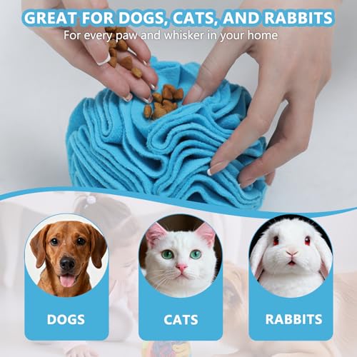 Blue Snuffle Ball for Dogs, Bright Color Slow Feeder Interactive Toy, Mental Enrichment Puzzle Game for Anxiety Relief & Indoor Fun, Machine Washable for Small Medium Large Dogs - color: Blue, size: Small