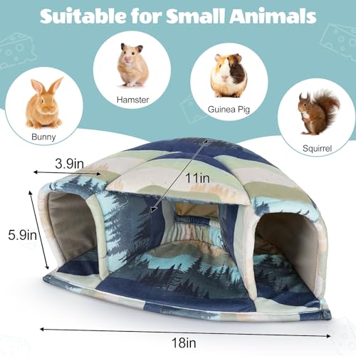 Unicorn Catcher Washable Guinea Pig Hideout Large Cozy Bed for Small Pets | Warm Plush Pet House Featuring A Semi-Closed Design For Hamsters Chinchillas And Bunnies To Sleep In Secure Comfort - color: Blue-green Mountains