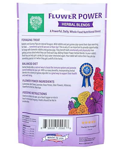 Small Pet Select Flower Power Herbal Treat for Rabbits, 2.5 oz | Natural Aromatic Herbal Blend, Foraging Enrichment & Daily Variety, For Guinea Pigs & Other Small Pets