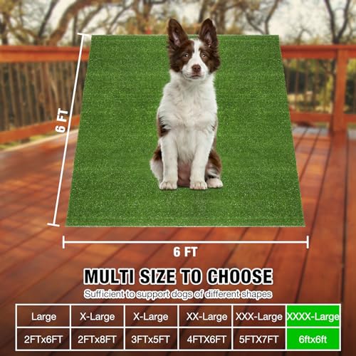 GLOBREEN Large Artificial Grass Outdoor for Dogs - 6 FT X 6 FT Fake Grass for Pets Potty Training - Turf Rug Roll for Kennel Playpen Whelping - size: 6FTX6FT