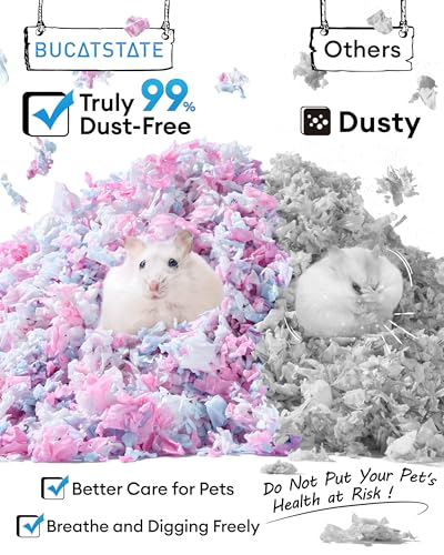 BUCATSTATE Hamster Bedding 15L, Truly 99% Dust-Free Small Animal Paper Bedding Odor Control, Cozy Hamster Litter for Rabbit Rat Syrian Dwarf Hamsters Gerbils (Sunrise Iris)