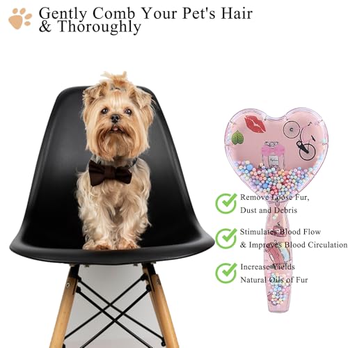 Small Dog Brush, Soft Dog Grooming Brush for Shih Tzus, Yorkies, Maltipoos, Maltese, Love Shape Puppy Massaging Pet Hair Brush, Cat Brush, for Small Dogs Cats of All Hair Types (Rose Pink) - color: Rose Pink