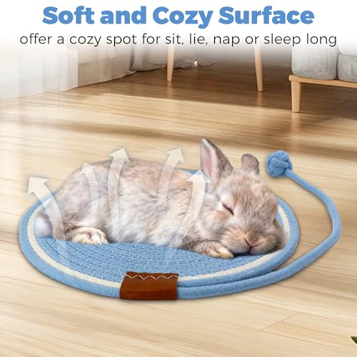 Natural Rabbit Scratching Pad Gentle on Paws with Ball Toy, Soft | Comfortable Resting Rabbit Mats for Cage, Soft Cotton Rope Anti-Slip Sleep Bunny Nail File Mat for Floor and Cage Accessories