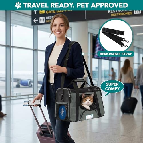 PetAmi Airline Approved Pet Carrier for Cats & Small Dogs, Small, Dark Gray | Soft Sided TSA Travel Bag, Sherpa Bed, Breathable Mesh Ventilation, Collapsible Bowl, Fits Under Seat, Up to 18 lbs - color: Dark Gray, size: Small - 17"L x 10.2"W x 11.2"H