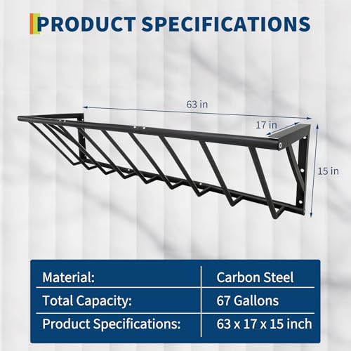Garvee Hay Feeder for Horses, 63'' Long Hay Rack | with 67 Gallon Large Capacity, Heavy Duty Carbon Steel Wall Mounted Feeder Rack for Horses, Goats, Sheep in Stable and Farm - size: 63 inch