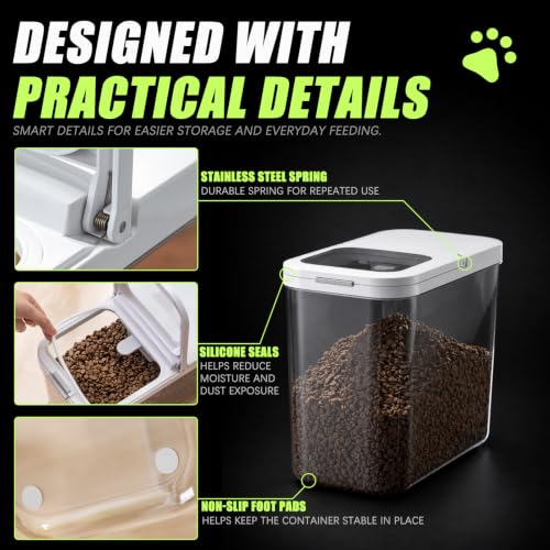 Dog Food Storage Container 10 Lbs | Pet Food Storage Containers With Lids & Scooper BPA Free Airtight Storage Containers Store Dry Food For Kitchen Pantry