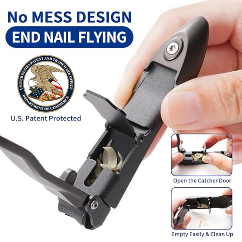 No Mess Nail Clippers with Catcher - Self-Collecting Fingernail & Toenail | Patented anti-splash catcher. Professional ultra-sharp stainless steel blades. Rust-resistant. Great for gifting & travel. - color: Champagne