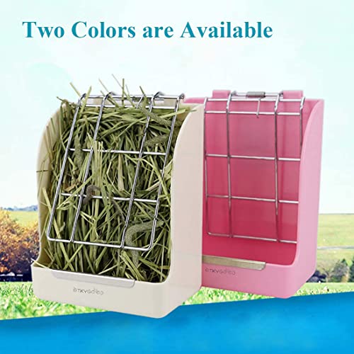 Rabbit Hay Feeder, Large Capacity Bunny Hay Rack for Rabbits, Guinea Pigs, Chinchillas, Small Animals, Hay Dispenser - color: Pink