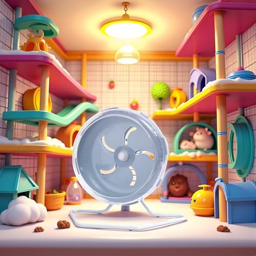 Grey Silent Hamster Wheel 7 inch, Silent Exercise, Height-Adjustable Wheel Cage Accessories, Running Toys Small Animals Exercise, for Hamster Wheel