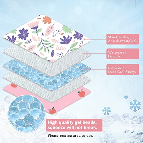 Gel Car Seat Cooler Pad,1 Pack Double Sides-Universal Baby Stroller Ice Cushion,Summer Cooling Seat Liner,Multifunctional Suitable for Baby Dining Chair,Child Safety Seat (Pink Flowers +Peach) - color: Pink Flowers +Peach