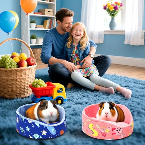 PETKNOWS 2 Pack Hamster Bed Soft Warm Cushion Mat for Small Pets | ﻿ Soft Plush Warm Fabric, Hamster Hideout and Small Animal Mat, Round Shape Bed