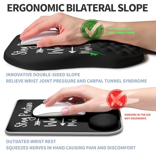 Ergonomic Raised Mouse Pad Wrist Support with Bilateral Slope Memory Foam Mousepad for Wrist Rest and Carpal Tunnel Pain Relief 11.8x7.9〃Inspirational Quotes - color: Inspirational Quotes