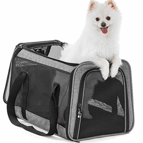 PETSFIT Large Cat Car Carrier,19 x 12 x 12 | Roomy Escape-Proof Cat Car Seat, Safe Driving, Lockable Zippers & Safety Tether, Soft-Sided Travel Carrier - color: Z-Gray, size: 19.0"L x 12.0"W x 12.0"H