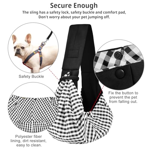 Dog and Cat Sling Carrier - Hands Free Reversible Pet Papoose Bag - Soft Pouch and Tote Design - Suitable for Puppy, Small Dogs Cats Outdoor - color: Black Senior