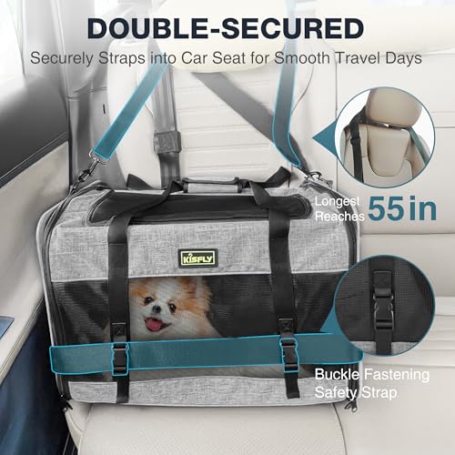 Pet Carrier 20"x13"x13", Foldable Soft Travel Bag for Cats & Dogs | Portable carrier with anti-scratch mesh and sturdy support. Fits two cats, small dogs and pets up to 25 lbs for travel. - color: Gray, size: 20x13x13 In