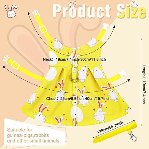 Weewooday 3 Sets Rabbit Bunny Harness and Leash Gift, Cute Bunny Clothes for Rabbits Dress Costume Walking Harness Escape Proof Pet Supply for Hedgehog Ferret Squirrel(Cake, Animal, Pineapple)
