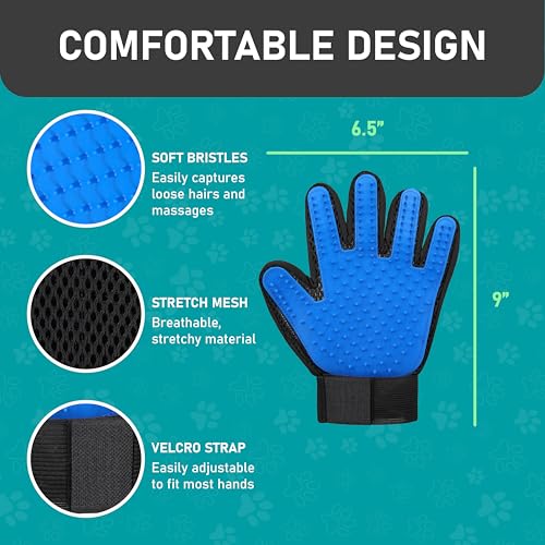 Maxpower Planet Pet Grooming Brush, Shedding Undercoat Rake, Dogs | Blue, Double-Sided Deshedding & Detangling, Rubber Non-Slip Handle, For Cats, Gloves Included - color: C1 - Brush & Gloves, size: Large