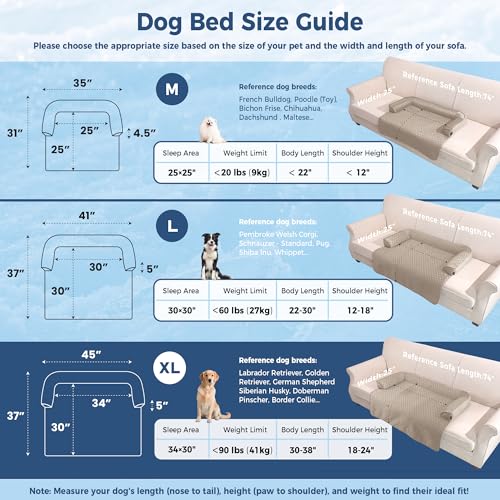 X-Large Cooling Dog Bed Mat - 45 x 37 inch Waterproof Couch Cover for Dogs Washable, Non-Slip Bottom Self Cooling Mat for Dogs, Durable & Non-Gel, Dog Couch Bed for Sofa Floor Car, Taupe - color: Taupe, size: 45"L x 37"W x 5"Th