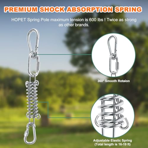 HOPET Dog Rope Toys,Dog Outdoor Bungee Solo Hanging Toy,Tether Tug of War Dog Toys for Pitbull Small Large Aggressive Chewers Dogs to Exercise - color: Orange