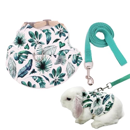 Adjustable Rabbit Harness and Leash Set Lightweight Pet Harness Breathable Cute Rabbit Harness with Safety Buckles for Small Pets