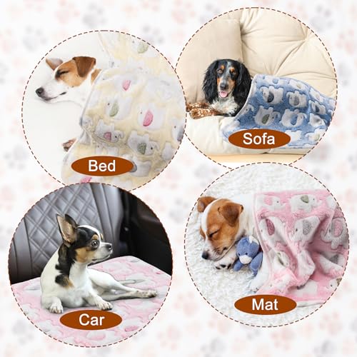 1 Pack 3 Blankets for Dog Puppy Cat (Small 23x16'', Pink, Yellow, Blue) | Super Soft Fluffy Premium Fleece Pet Blanket Flannel Paw Printed Throw - color: Pink, Yellow, Blue, size: 23x16 inch(Pack of 3)
