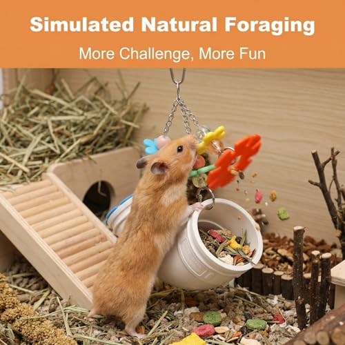 Rat Enrichment Toys, Wide Opening Rat Foraging Kit, Slow Feeder Hanging Fancy Mice Cage Accessories Puzzle Toy More Healthy, Easy-Clean Cage Accessories for Mice & Parrots