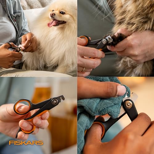 Fiskars Pet Small Nail Clippers, Cat and Dog Trimmers for Grooming, 4.25" | Suitable for Small Dogs & Cats, Semi-Circular Blade for Clear View While Cutting, SoftGrip Handle, Pet Supplies, Black - size: Small