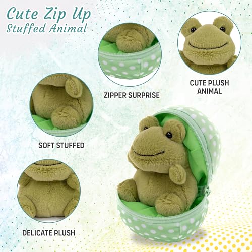 Easter Stuffed Animal - 6 inch - Surprise Zip up Egg Hideaway Springtime Inspired Plush Toy Gift for Kids, Boys and Girls - Easter Mother's Day Birthday (New Frog Egg) - color: New Frog Egg
