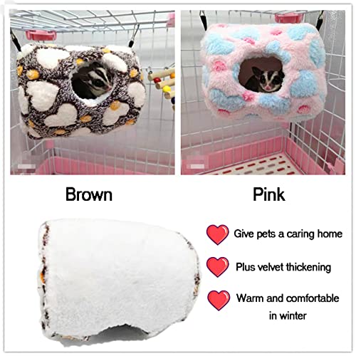 Litewoo Sugar Glider Sleeping Pouch Small Animal Hammock Bed Nest, Coffee | 7.8x5.1in, soft flannel cotton, warm washable , cute speckled pattern, winter nest for hamster/rat/guinea pig/chinchilla - color: Coffee