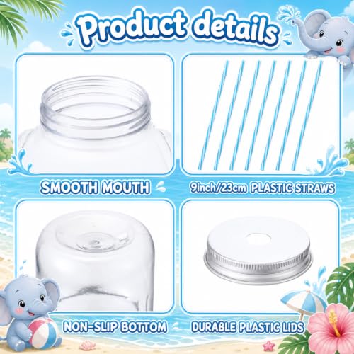 Sliner Elephant Cup Christmas Bottles with Straws Including 20 Pcs Empty Plastic Elephants Drink Bottle & 20 Straws & Caps for Christmas Party Juice Milk Cup Drink Water Container(20 Set, Elephant) - style: Elephant