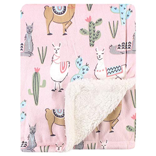 Hudson Baby Unisex Baby Plush Mink and Sherpa Blanket, Llama, One Size - color: Llama, size: One Size