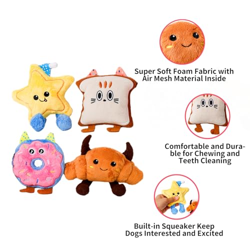 DODODOLA Stuffed Dog Toys Cute Sweeet with Crinkle Paper for Medium Large Dogs Puppy - color: Colorful Sweet