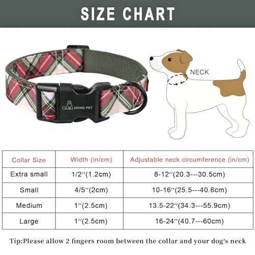 ARING PET Christmas Dog Collar, Cute Red Green Plaid Cotton Lightweight Pet Puppy Collars for Small Medium Large Dogs-XS - color: Christmas-Plaid, size: X-Small